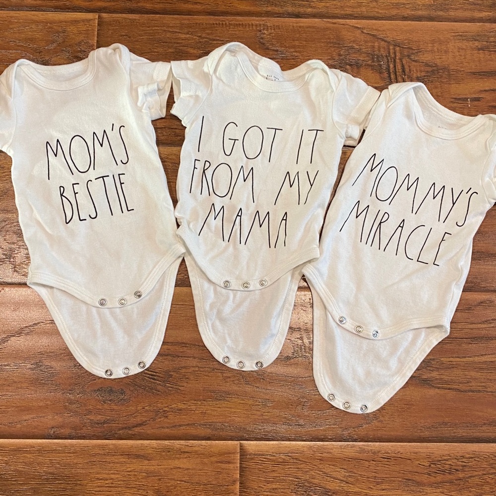 Rae Dunn mama set of three onesies